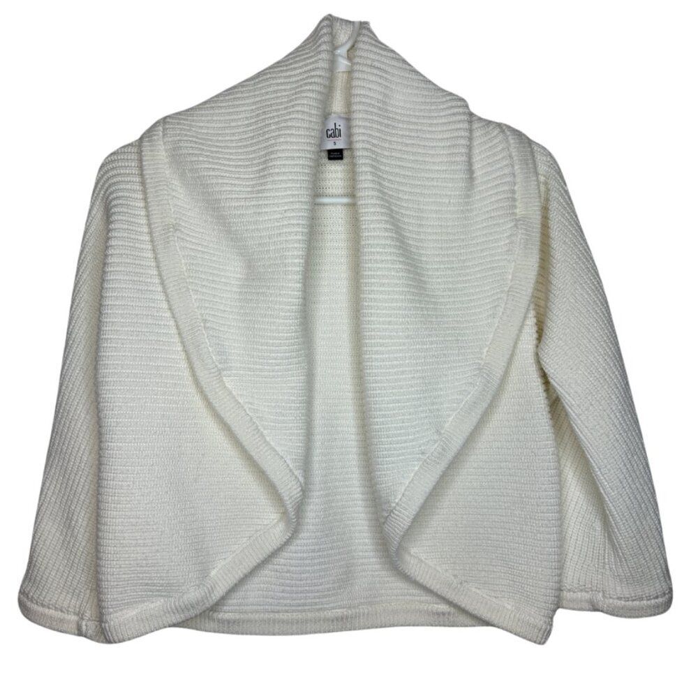 Cabi Half Circle Sweater | Ivory Shawl #6231 | Women's Size Small White Shrug